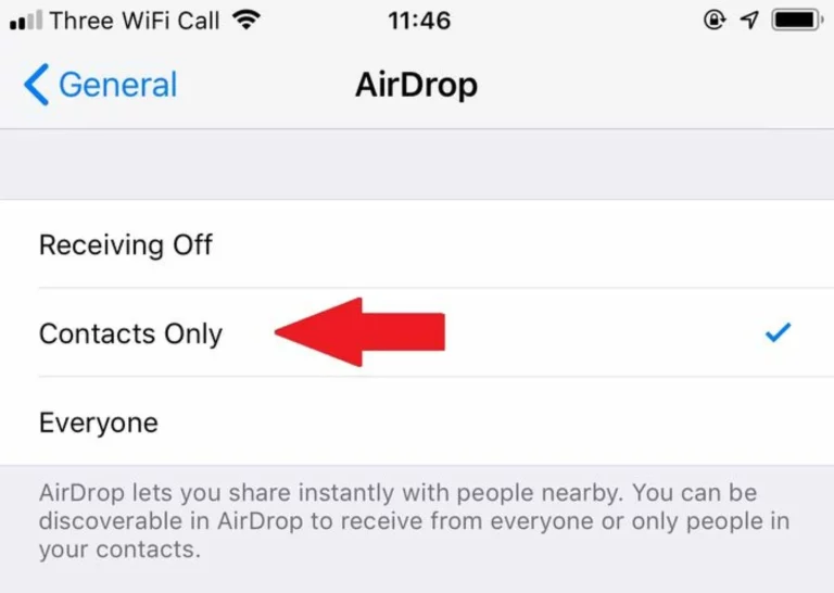 Airdrop Settings should be to Contacts only