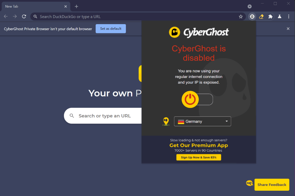 CyberGhost private browser