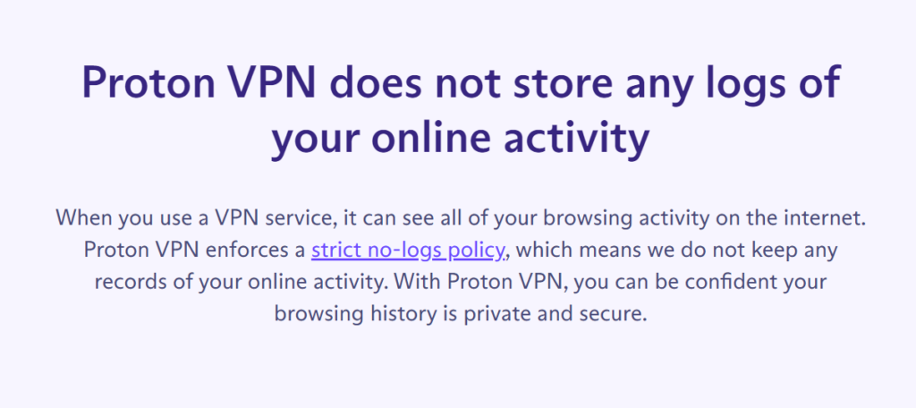 A glimpse of no-log policy by Proton vpn
