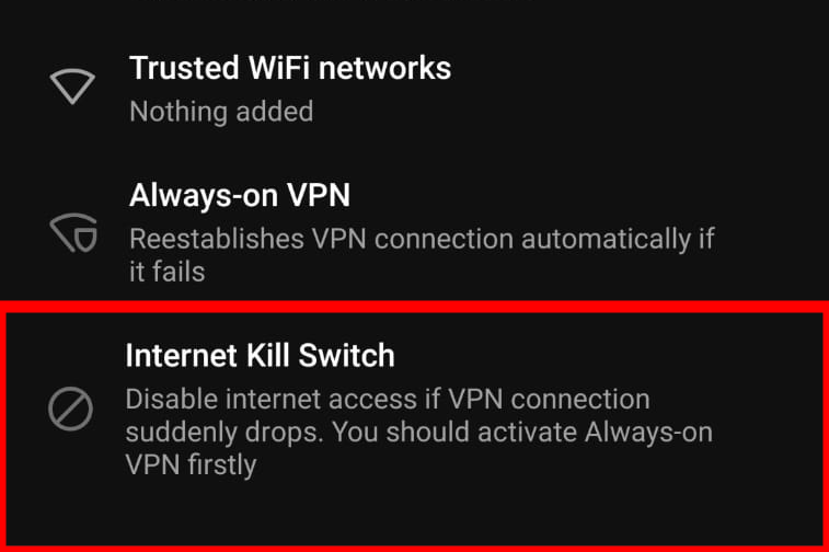 Ultra VPN kill switch
