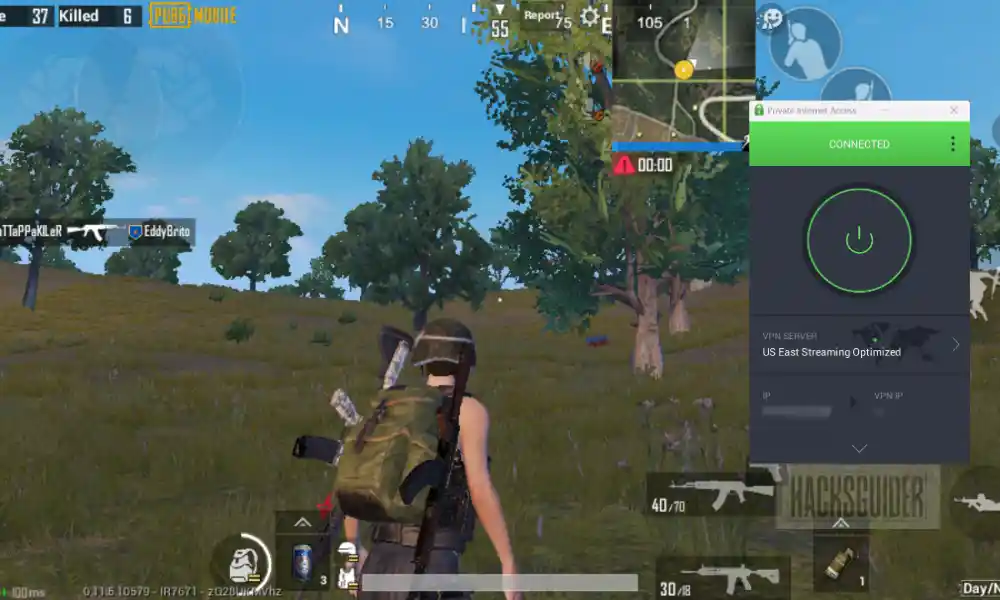 P;aying Pubg with VPN, connected to PIA VPN server